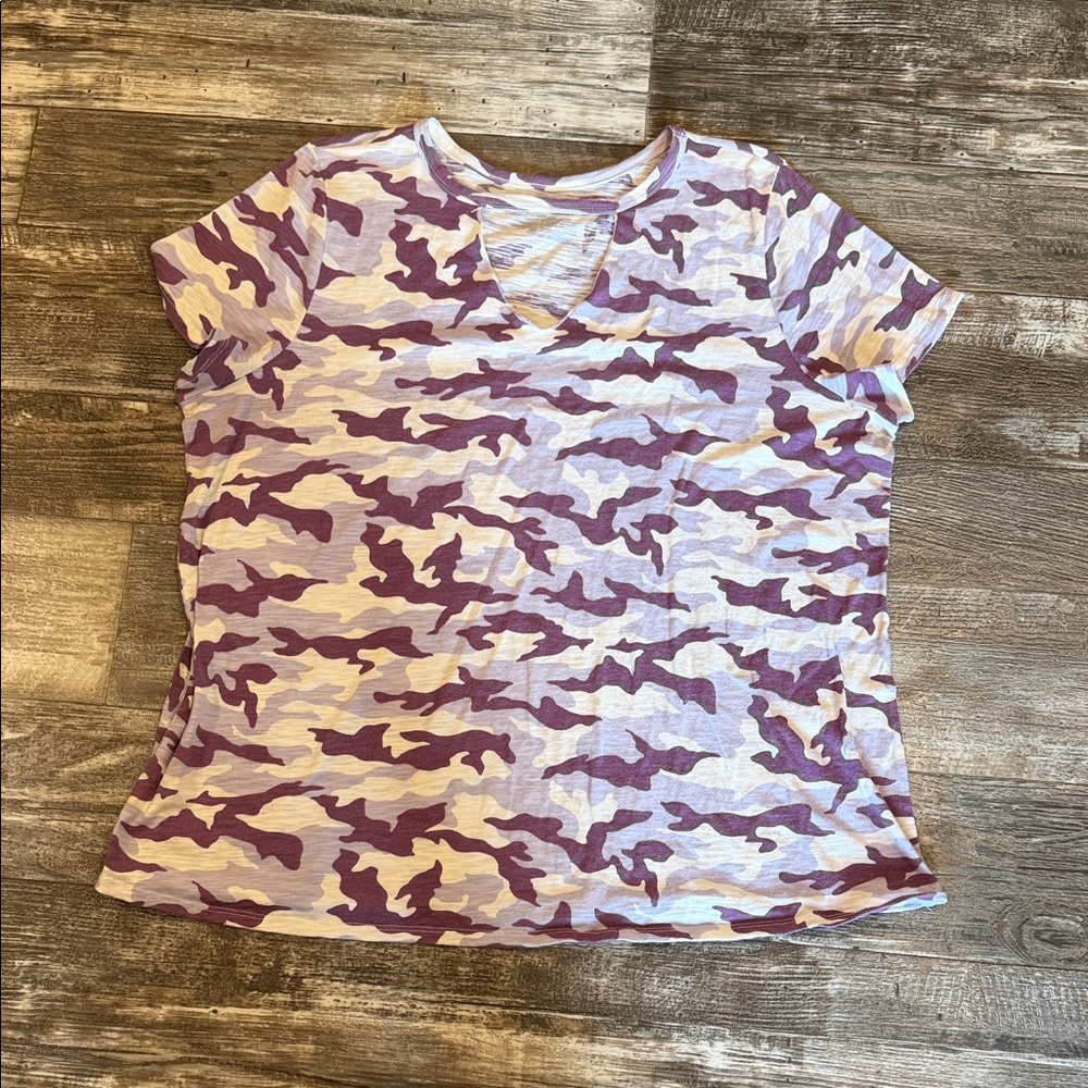 Lane Bryant Purple and White Patterned Tee